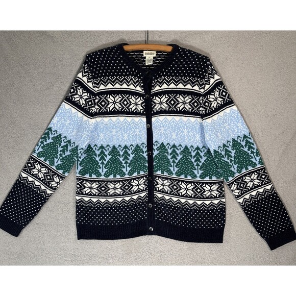 Classic Elements Womens Sweater Size M Fair Isle Christmas Holiday Cardigan Cozy - Picture 1 of 16